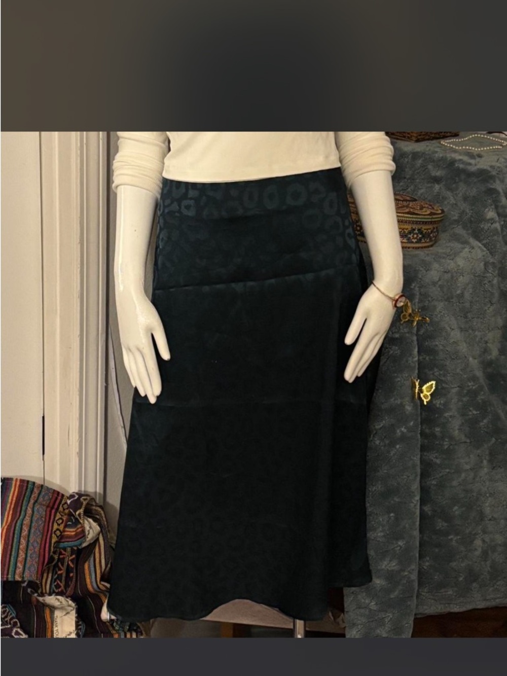 Classic A-Line Dark Green Leopard Print Skirt
